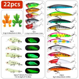 Set leurre 22pcs dur mou poisson crochet