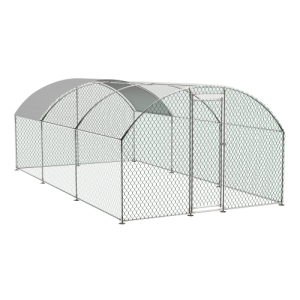 Grand poulailler métal avec dôme, bâche imperméable UV, clôture promenade