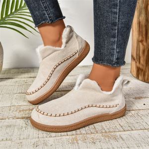 Botte fourrée col haut peluche hiver femme - Chaud douillet