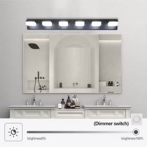 Miroir maquillage LED 6 lumières noir, salle bain vanité