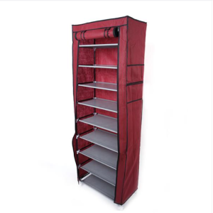 Armoire chaussures 10 étages non-tissé - Rouge vin