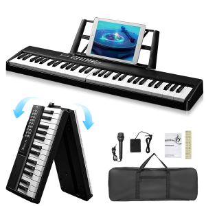 Clavier électrique 61 touches, pliable, noir