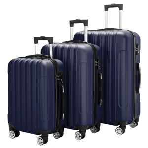 Valise rigide 3 roulettes 20po 24po 28po bleu marine
