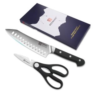 Ensemble couteaux chef 2 pc ciseaux cuisine acier