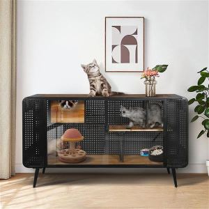 Maison de chat 55,12 po avec verre teinté Temu