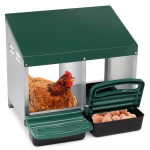 Abreuvoir poulailler 54x52x47cm, 2 compartiments, toit pentu