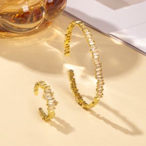 2pc bracelet cristal cubique zircon femme
