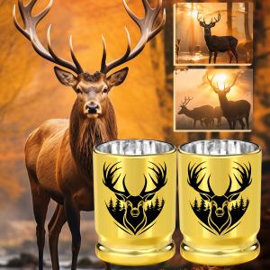 2 verres à vin tête de cerf 50 cal dor - boîte cadeau - étanche