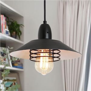 Luminaire suspendu ferme noir cadre ressort ajustable E26