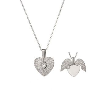Collier ailes cœur fermable femme acier