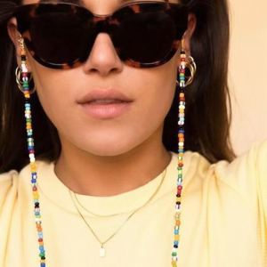 Chaîne masque lunettes perles riz multicolore femme