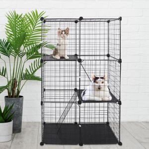 Cage chat DIY intérieur 3 portes 3 étages amovible