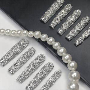 GGddsha Faux Ongles Presse Longs Cristal 3D, Luxe Divinité