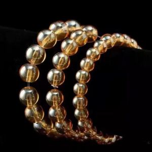 Bracelet Cristal Jaune Exposition Avec Perles Cristal Doré