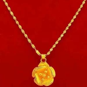 Gold-plated Brass Pendant Necklace For Women, Water Wave Textured Collarbone Chain
