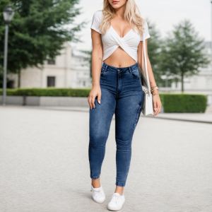 Pantalon crayon skinny cargo femme poche