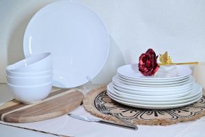 Jasmine Ensemble Vaisselle Porcelaine 16 Pièces Blanc