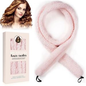 Boucleur cheveux sans chaleur satin, vagues naturelles rose