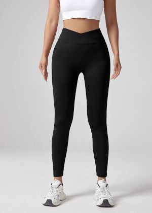 V-waist Yoga Elastic Tight Pants, Women's Peach Hip Lifting Running Speed Drying Yoga Pants, Workwear Pocket Button Pants
