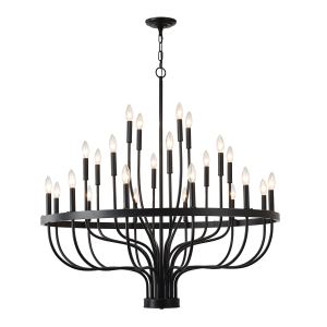 Lustre 24-lumières noir fer industriel style ferme, E12, noir