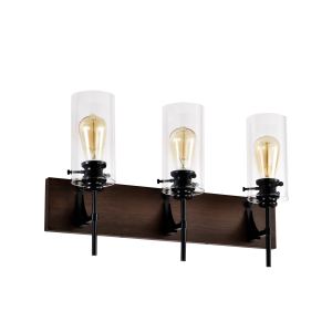 Luminaire salle bain 3 ampoules noir mat, applique miroir moderne