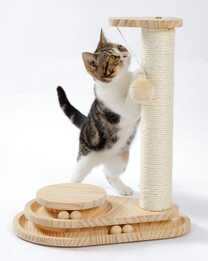 Tableau grattage chat intérieur - Jouet piste balle interactive
