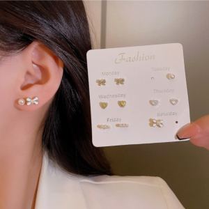 Ensemble 6 Boucles Oreilles Clous Raffinées