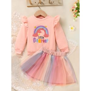 Ensemble jupe arc-en-ciel bébé fille pulls longs