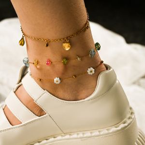 Bracelet cheville pierre naturelle acier titane