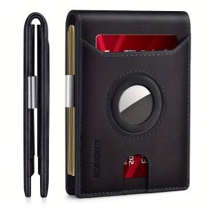 Portefeuille Airtag homme cuir bifold poche avant RFID 11 cartes