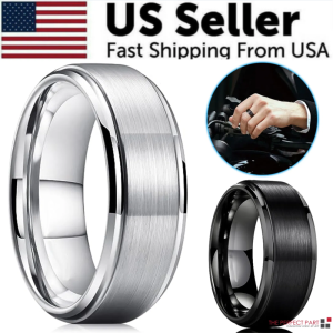 Tungsten Carbide Wedding Band Ring Brushed Silver Mens Jewelry Size 5-17