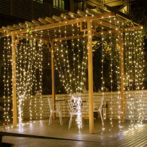 Rideau 300 LED 3m 8 modes IP44 télécommande Noël