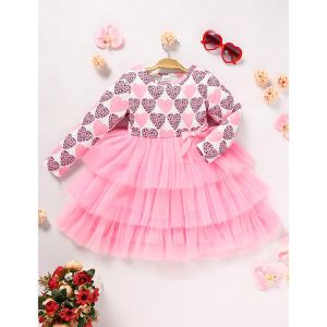 Ensemble fille manches longues cœur tulle robe fête