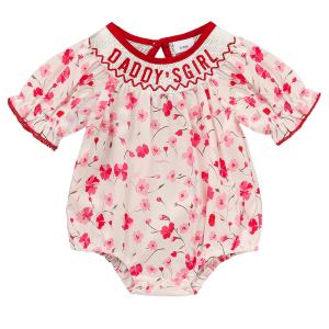 Combinaison bébé fille brodée florale rose