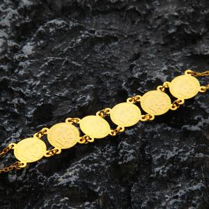 Bracelet pièce or 24K plaqué, fait main, festival