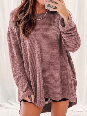 T-shirt gaufré solide casual grand format
