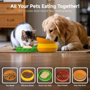 Bol chien chat combiné hamburger 5 en 1 multicouche