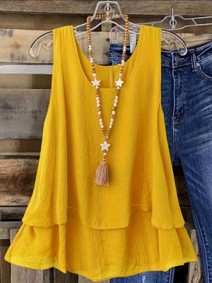 Self-pick-up Plus Size Women's Solid Colour Summer Sleeveless Shirt Casual Lightweight Tank Top  Only Self-pickup Is Supported