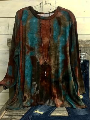 T-shirt long casual tie-dye grand format