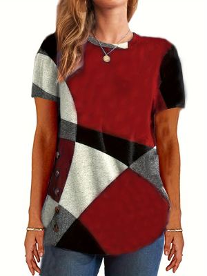 T-shirt court color block femme