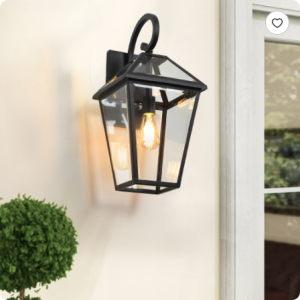 Lanterne murale 21 po noir métal verre clair extérieur