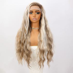 Perruque lace front chatain blond brillant SM9208