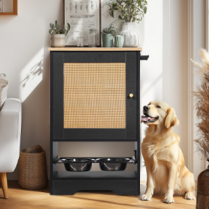 Station alimentation chien bols surélevés bol noir