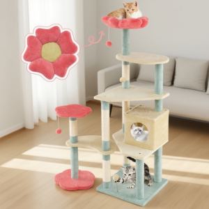 Tour chat 61 po multiétage esthétique floral