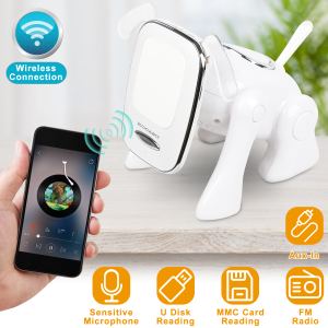 Haut-parleur portatif chiot design FM radio stéréo USB MMC