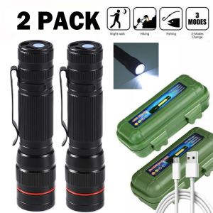 Lampe tactique USB rechargeable zoom torche LED camping