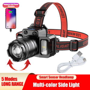 Lampe frontale LED télescopique capteur mouvement 5 modes