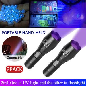 Lampe UV 395nm 250000lm zoom 2 en 1 inspection 2 paquets
