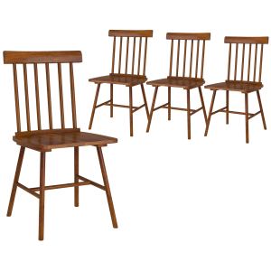 Chaise salle à manger bois, dossier fuseaux, brun clair