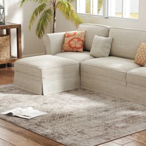 Tapis 5x7 lavable, antidérapant, marron mélangé clair